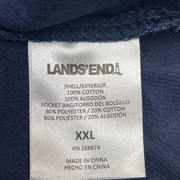 LANDS' END Blue Button Front Belted Long Roll Tab Sleeve Corduroy Dress Sz: XXL - Picture 11 of 14